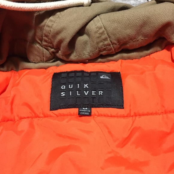 Quiksilver Canvas Hooded Jacket Men’s M Beige Tan Lined Full Zip Utility - Picture 11 of 11